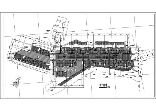 某老城区商贸中心建筑设计施工方案CAD图纸-图一