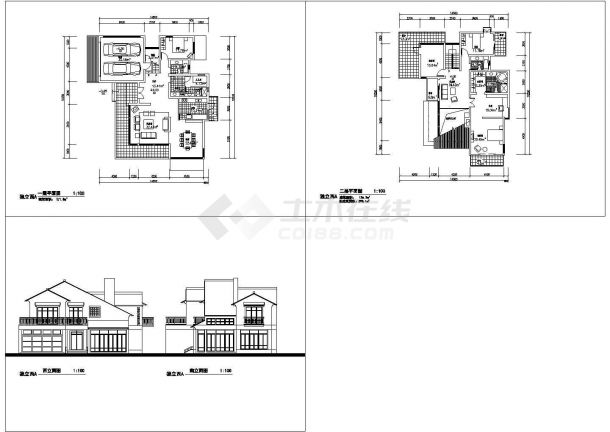 某现代独立西a别墅建筑详细方案设计施工CAD图纸-图一