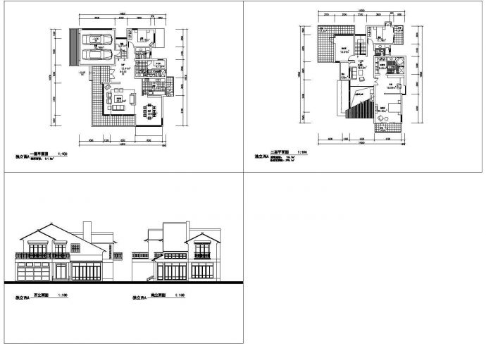 某现代独立西a别墅建筑详细方案设计施工CAD图纸_图1