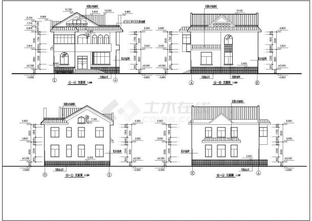 某现代二层坡顶别墅建筑方案设计详细施工CAD图纸-图二