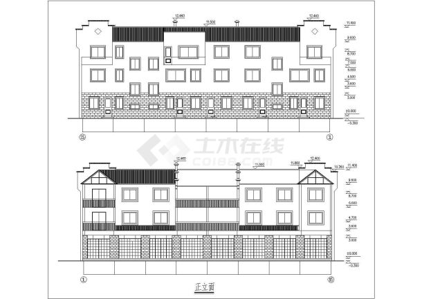 某现代多层小型别墅建筑方案设计施工详细总CAD图纸-图二