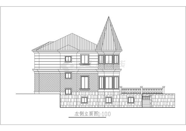 某现代二层小别墅建筑方案设计详细施工CAD图纸-图二