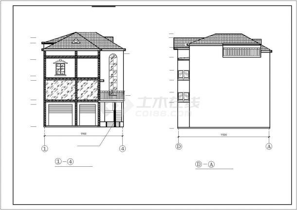 某现代墩头别墅建筑方案设计施工详细CAD图纸-图二