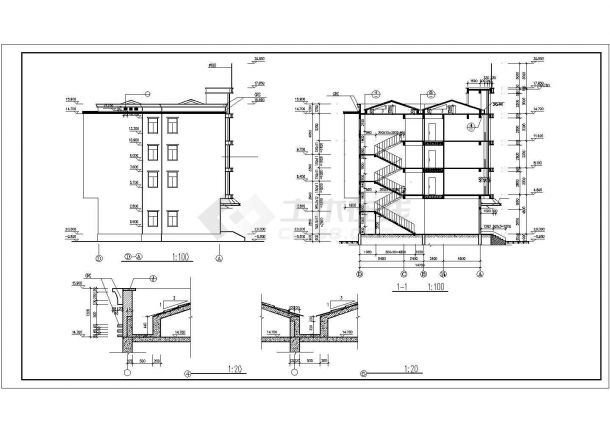 某老城区商务综合楼建筑设计施工方案CAD图纸-图一