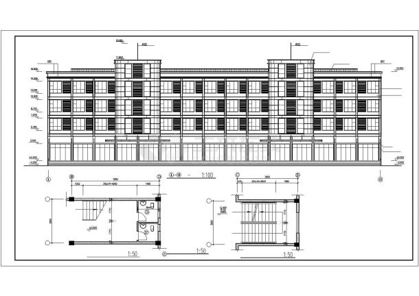 某老城区商务综合楼建筑设计施工方案CAD图纸-图二