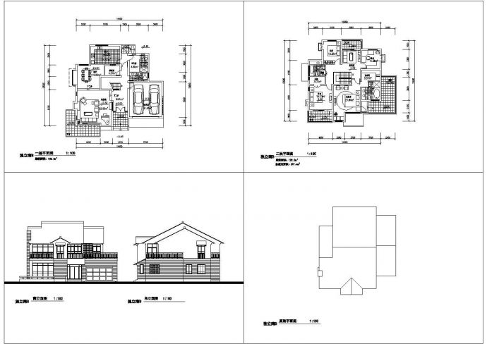 某现代独立南b别墅建筑详细方案设计施工CAD图纸_图1