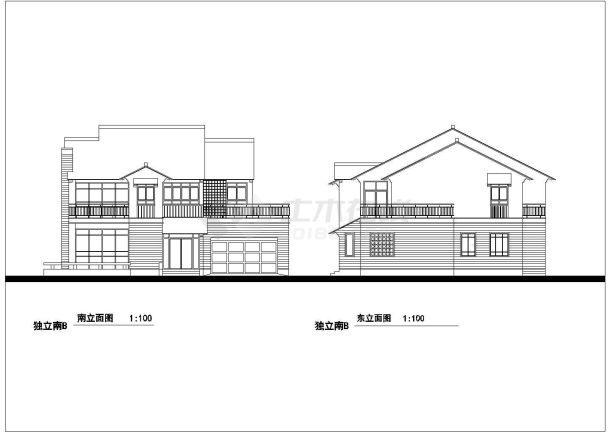 某现代独立南b别墅建筑详细方案设计施工CAD图纸-图二