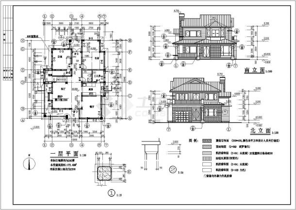 某现代独立别墅建筑详细方案设计施工CAD图纸-图二