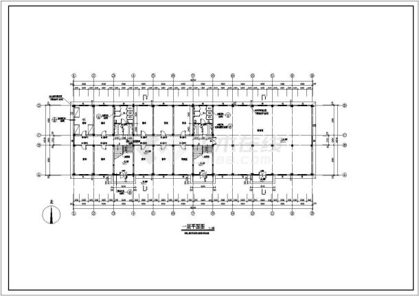 宿舍设计_四层中型宿舍楼建施CAD图-图一