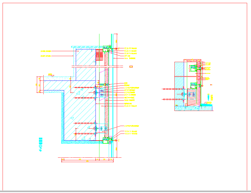 某地小单元幕墙施工节点详图CAD图纸