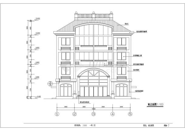 某简单5层私宅建筑详细设计方案施工CAD图纸-图二