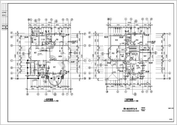 某东方花园A型别墅建筑详细设计方案施工CAD图纸-图二