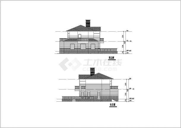 某现代紧凑型别墅建筑施工设计详细方案CAD图纸-图二