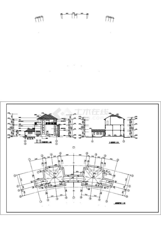 某小区现代并联别墅建筑详细设计方案施工CAD图纸-图二
