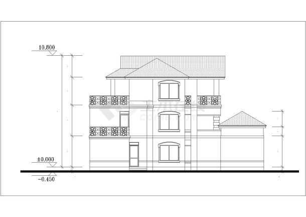 某小区现代住宅别墅建筑造型详细设计方案施工CAD图纸-图二