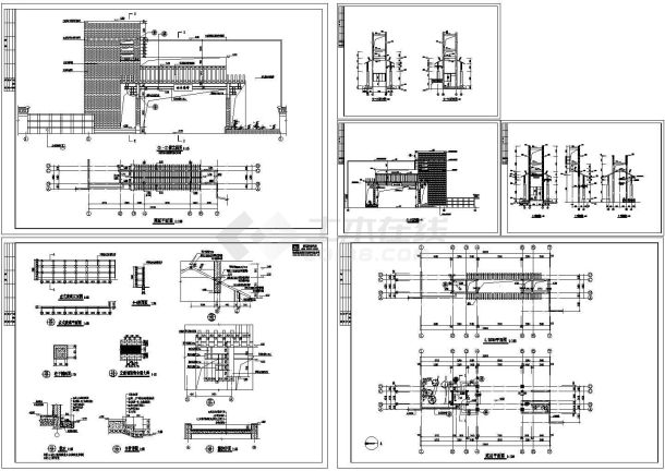 某地区现代别墅小区特色大门建筑设计详细方案施工CAD图纸-图一