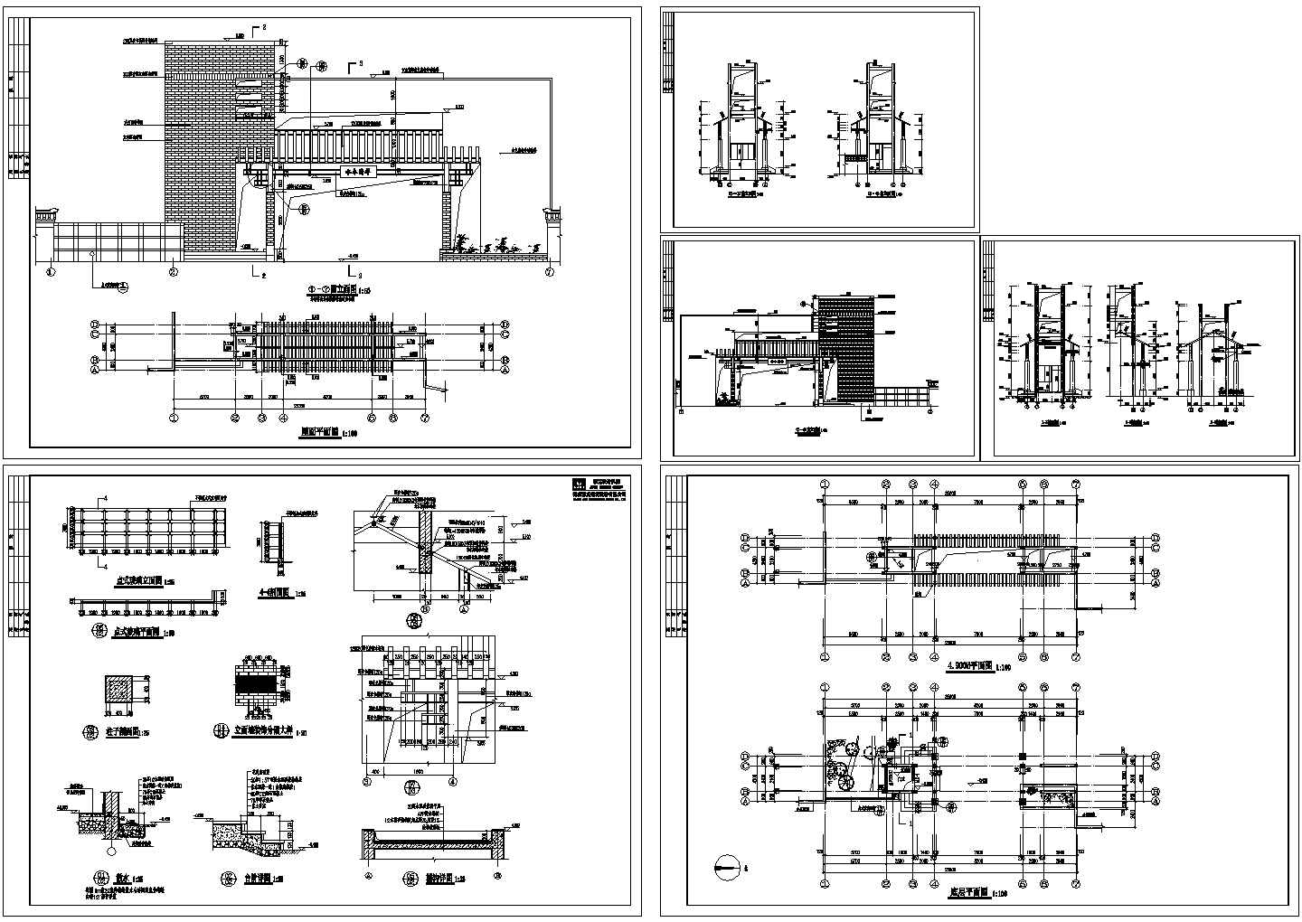 某地区现代别墅小区特色大门建筑设计详细方案施工CAD图纸