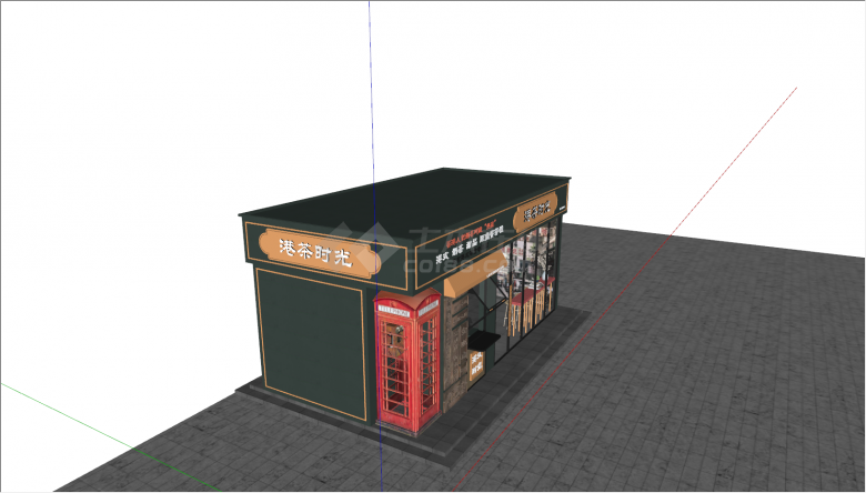 老香港单独小型奶茶店su模型-图二