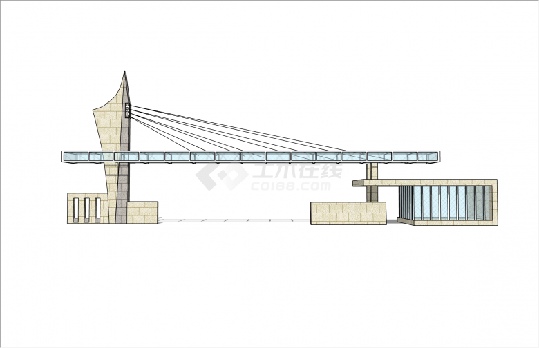 新颖现代风格厂区学校大门入口su模型-图一