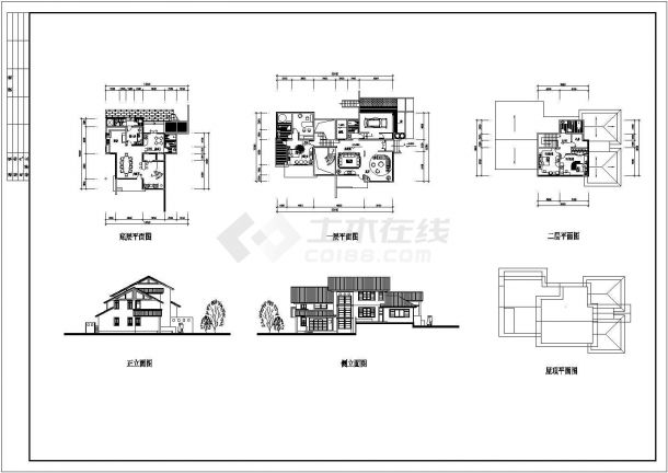 某现代富人区别墅建筑完整施工方案设计CAD图纸-图二