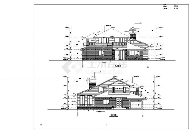 某地区经典样板型别墅建筑设计方案施工CAD图纸-图二