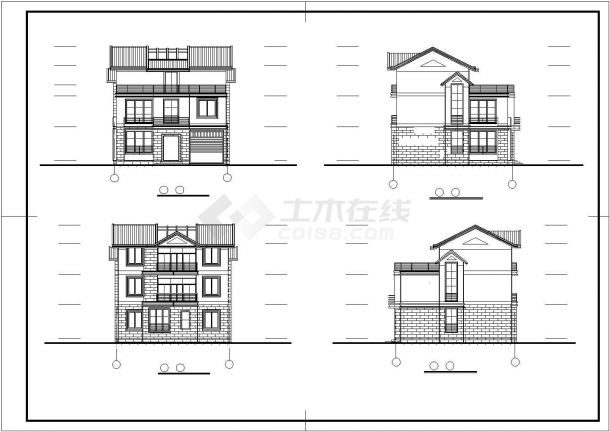 某地区经典标准300平米别墅建筑结构方案设计施工CAD图纸-图二