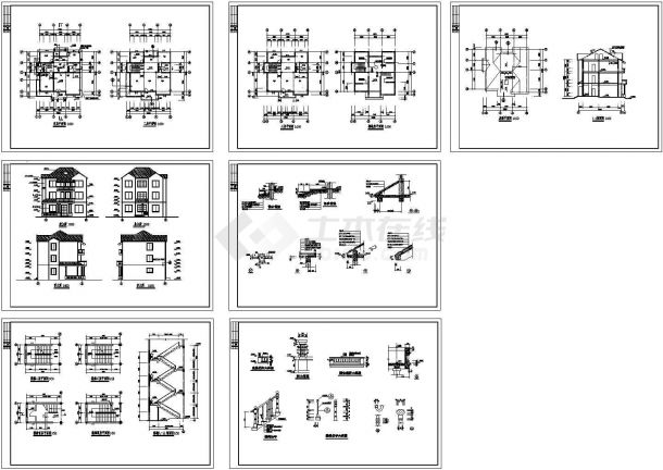 某经典标准3层别墅建筑设计施工CAD图纸-图一