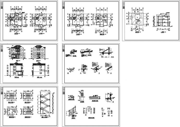 某经典标准3层别墅建筑设计施工CAD图纸_图1