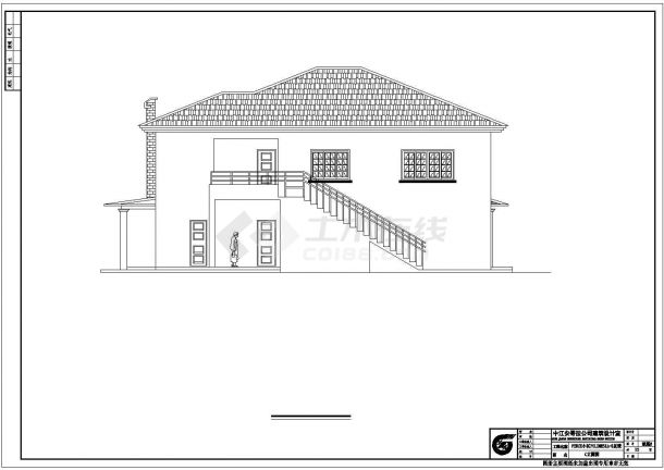 某经典标准2层坡屋顶别墅建筑设计施工CAD图纸-图二