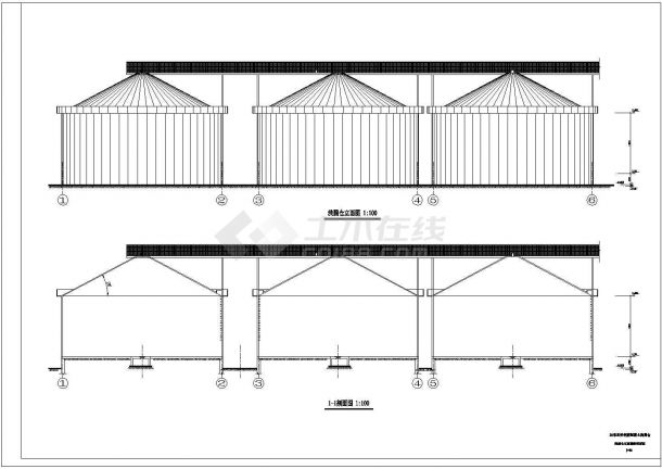 某经典标准粮食筒仓方案完整设计施工CAD图纸-图二