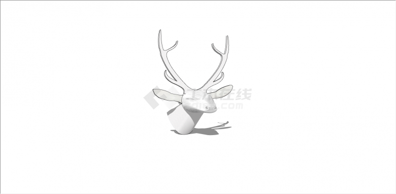 现代白色鹿头装饰品su模型-图二