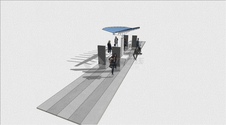 现代树叶形状遮阳台公交车站su模型-图二