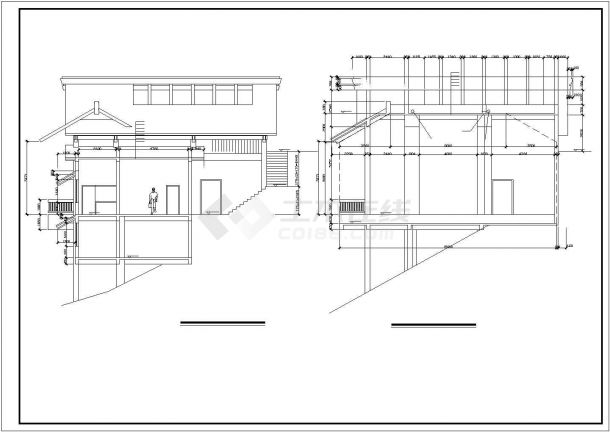 某景区索道上部站茶室建筑设计方案CAD图纸-图二