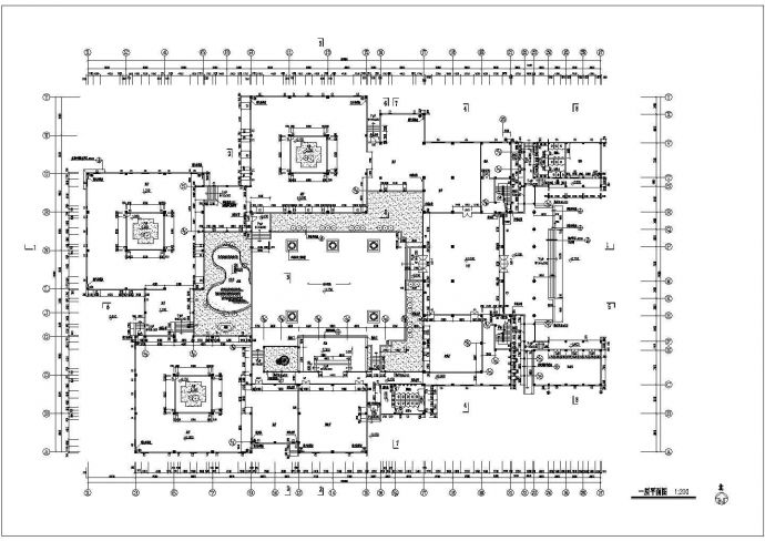 某风景度假区高级文化娱乐中心建筑设计方案CAD图纸_图1