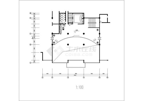 某风景度假区商务西餐厅建筑装修设计方案CAD图纸-图二