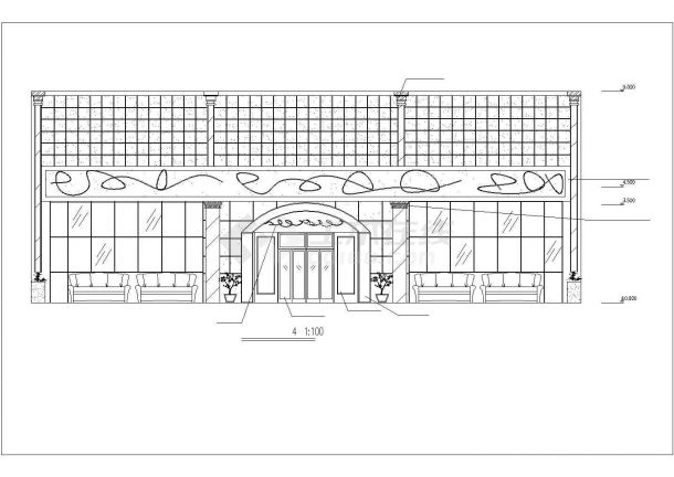 某风景度假区西式餐厅建筑装修设计方案CAD图纸-图二