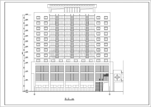 某风景度假区沿街商业综合楼建筑设计方案CAD图纸-图一