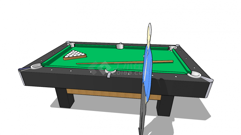 娱乐设备灰绿拼色台球桌su模型-图二