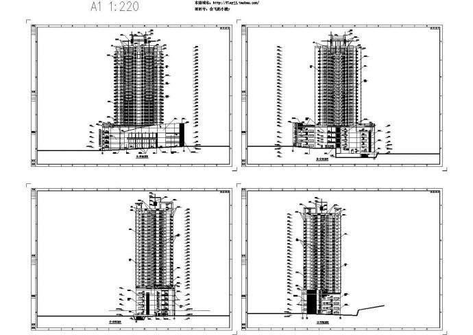 长73米宽32米28层大厦商住楼建筑设计CAD图纸_图1