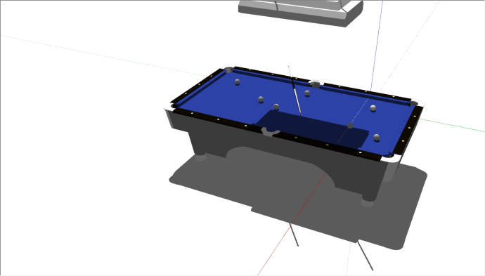 娱乐蓝色桌布台球桌设备su模型_图1