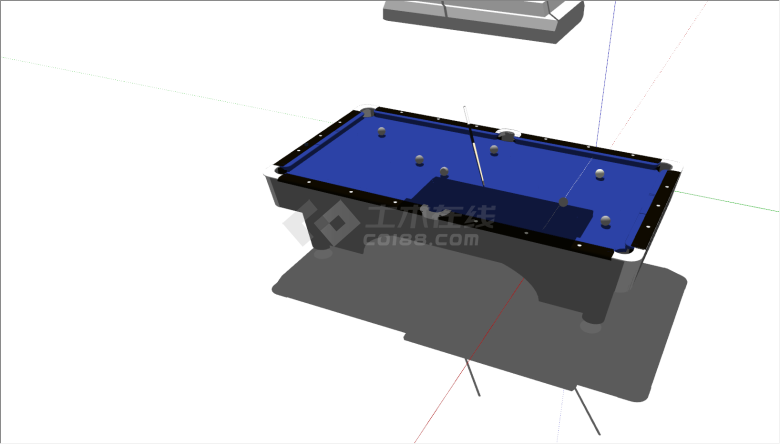 娱乐蓝色桌布台球桌设备su模型-图一