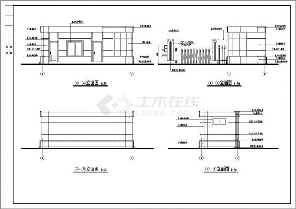 某现代标准水厂厂区大门建筑方案设计详细施工CAD图纸-图二