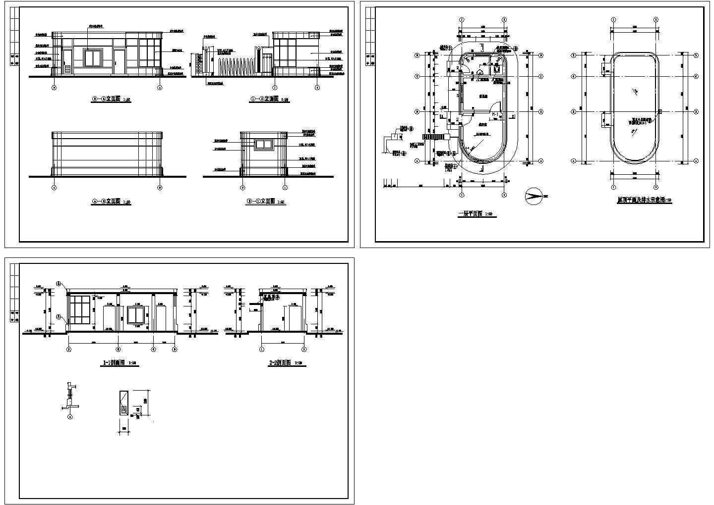 某现代标准水厂厂区大门建筑方案设计详细施工CAD图纸