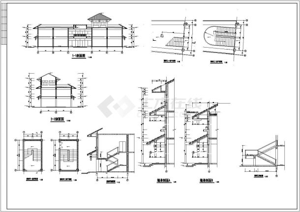 某风景度假区商贸城建筑设计方案CAD图纸-图二