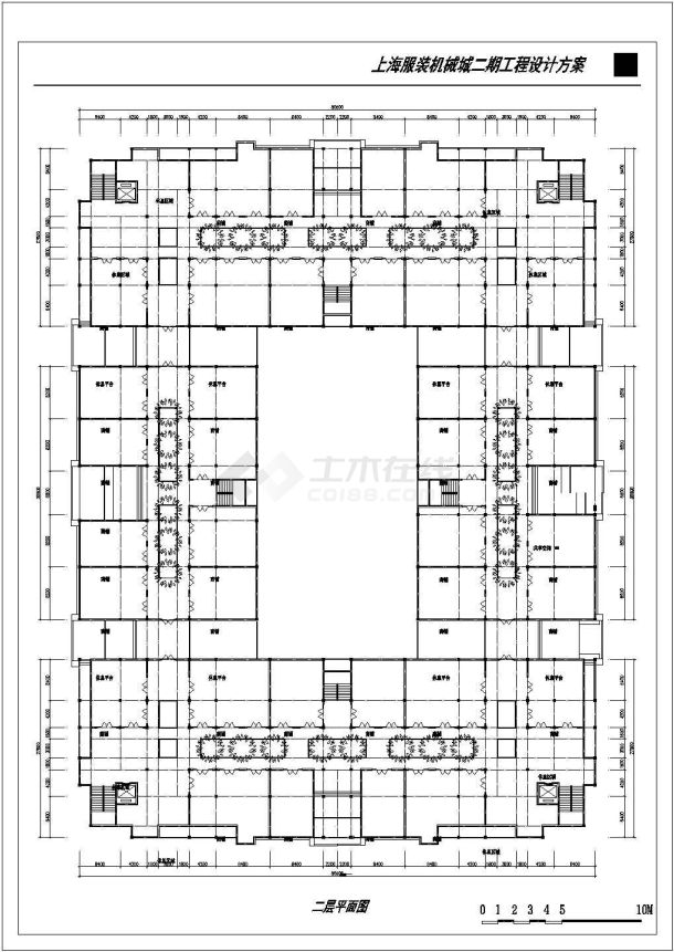 某现代标准上海服装机械城二期工程设计详细施工CAD图纸-图二