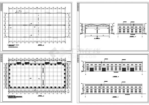 某现代标准工厂建筑全套设计详细施工CAD图纸-图一