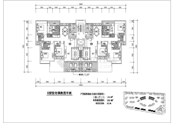 户型设计_几种户型平面设计CAD图-图二