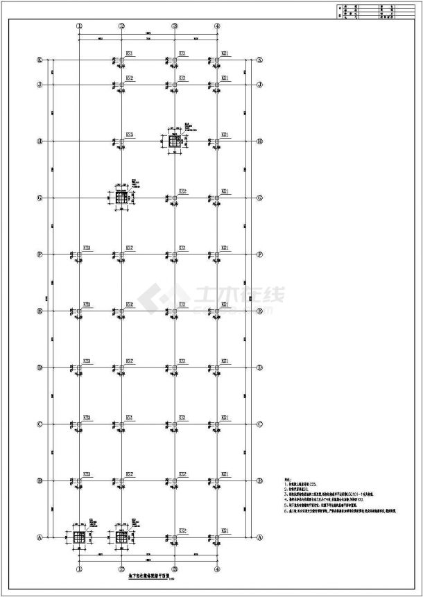 某现代标准型框架结构地下车库设计详细施工CAD图纸-图二