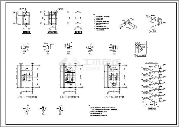 某经典现代风格6跃7砖混结构设计详细施工CAD图纸-图二