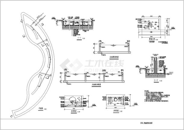 某小区廊及景墙设计cad全套建筑施工图（含设计说明）-图二